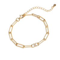Paperclip Bracelet with Pave Initials