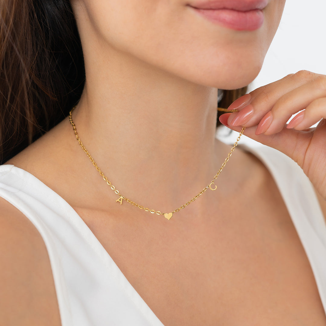 One Heart Initial Necklace