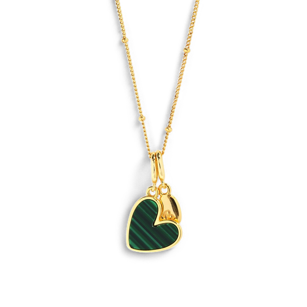 Malachite Heart Initial Necklace