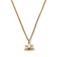 Mini Lotus Birthstone Pendant Necklace