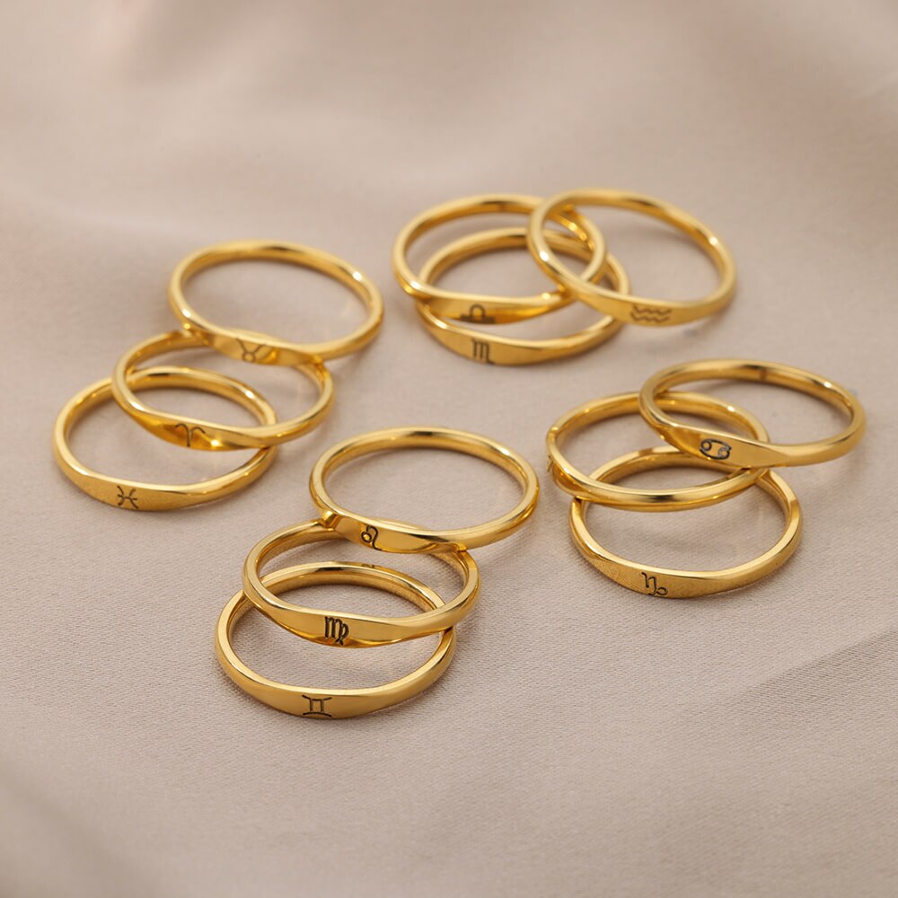 Minimalist Zodiac Stacking Band