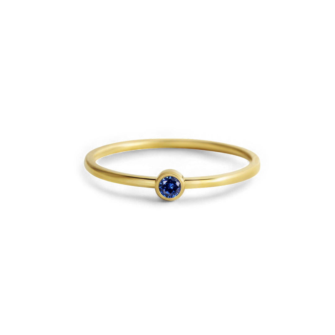 Minimalist Bezel-Set September Birthstone Stacking Band