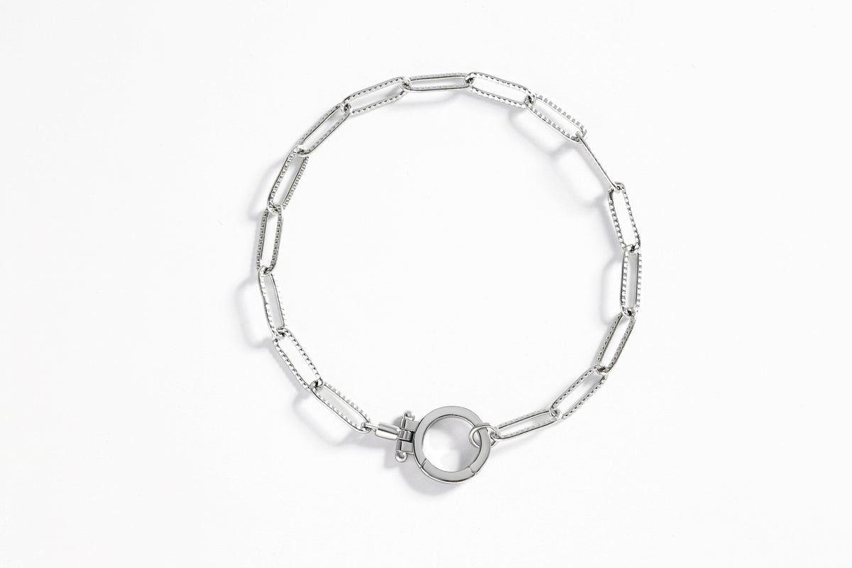 Mint Paperclip Textured Bracelet