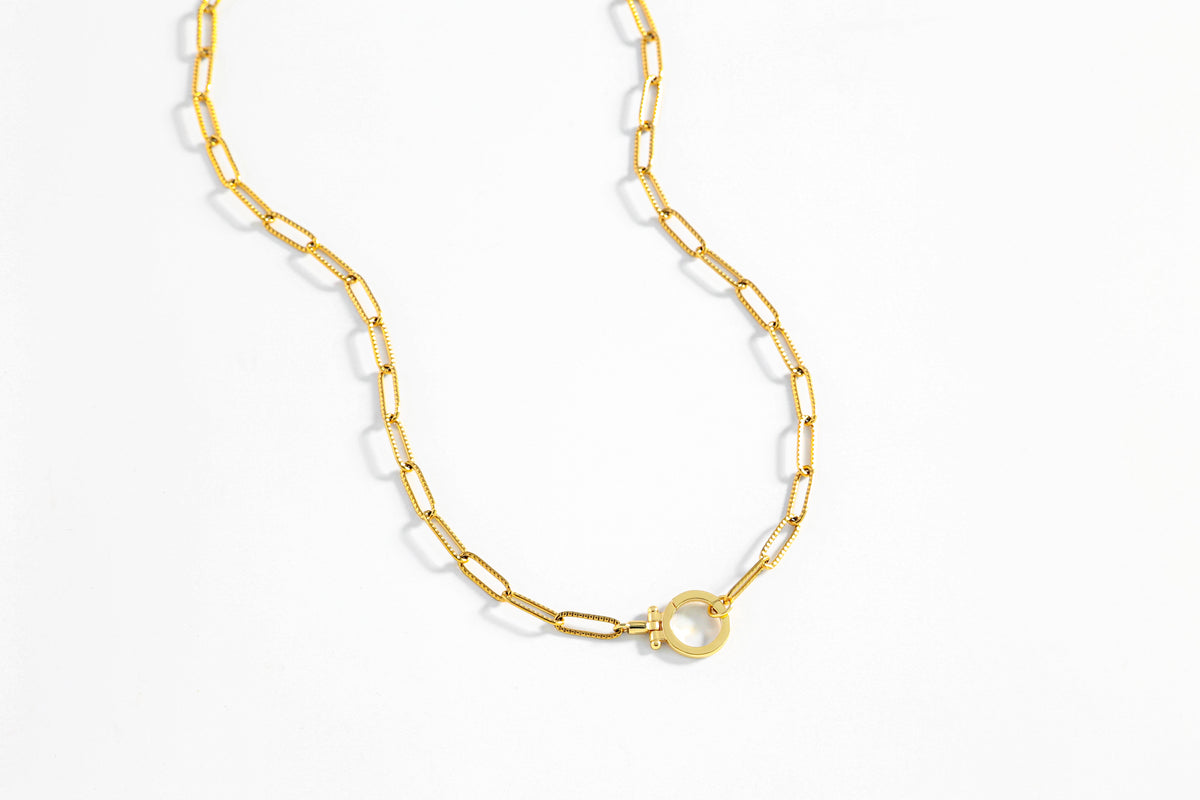 Mint Paperclip Textured Necklace