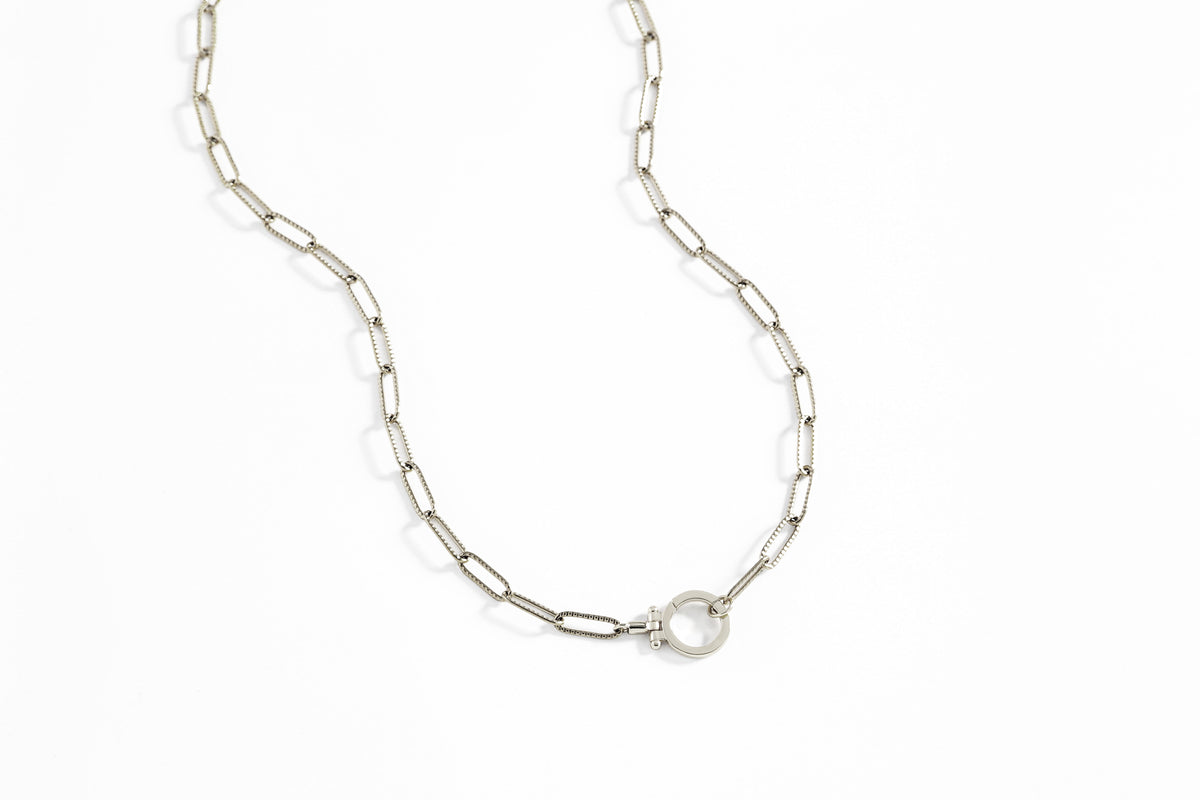 Mint Paperclip Textured Necklace