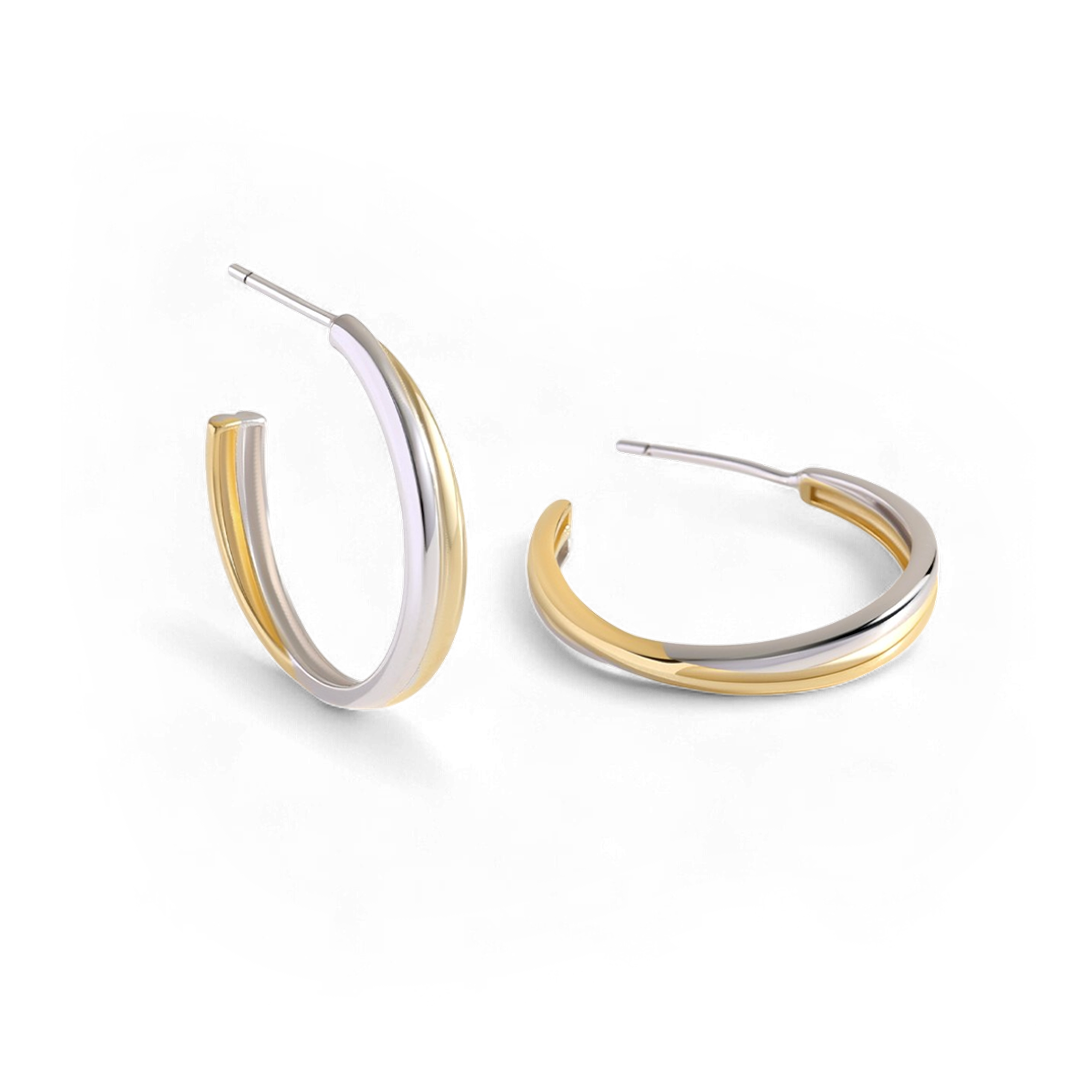 Mixed Metal Crossover Earrings