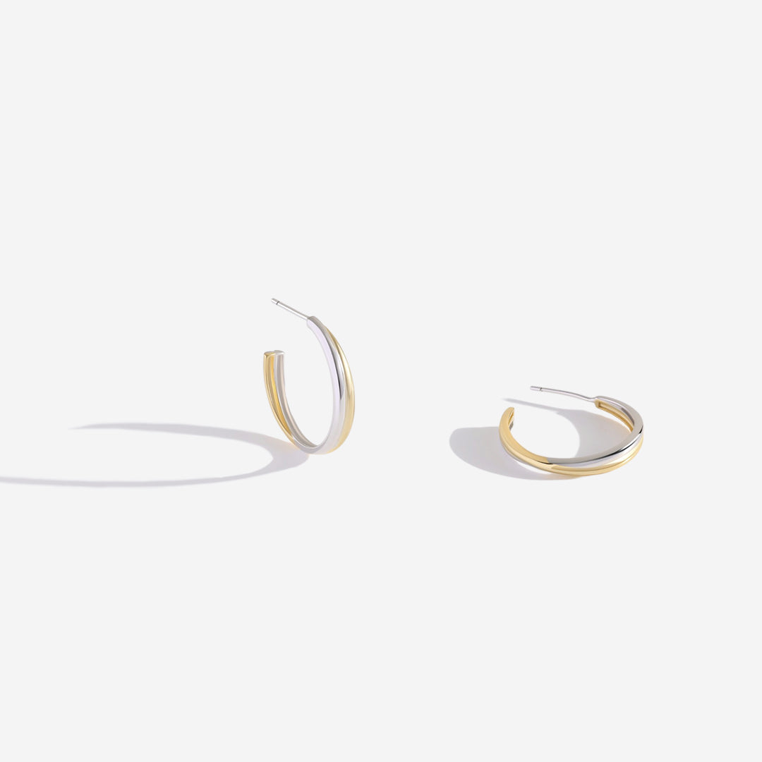 Mixed Metal Crossover Earrings