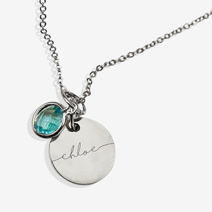 Monogram Script Birthstone Name Necklace