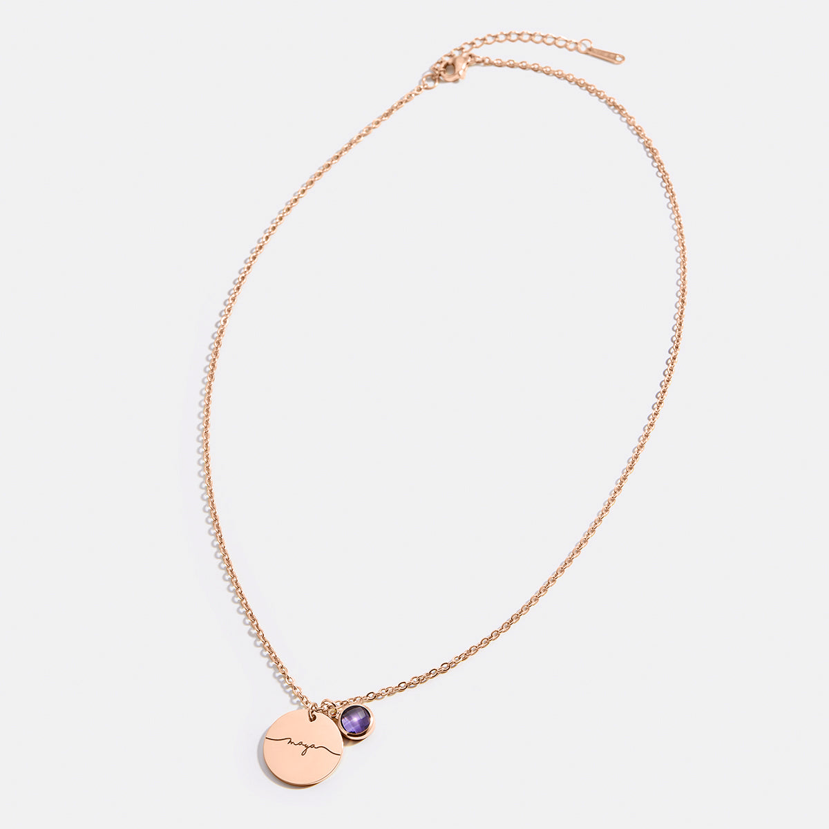 Monogram Script Birthstone Name Necklace