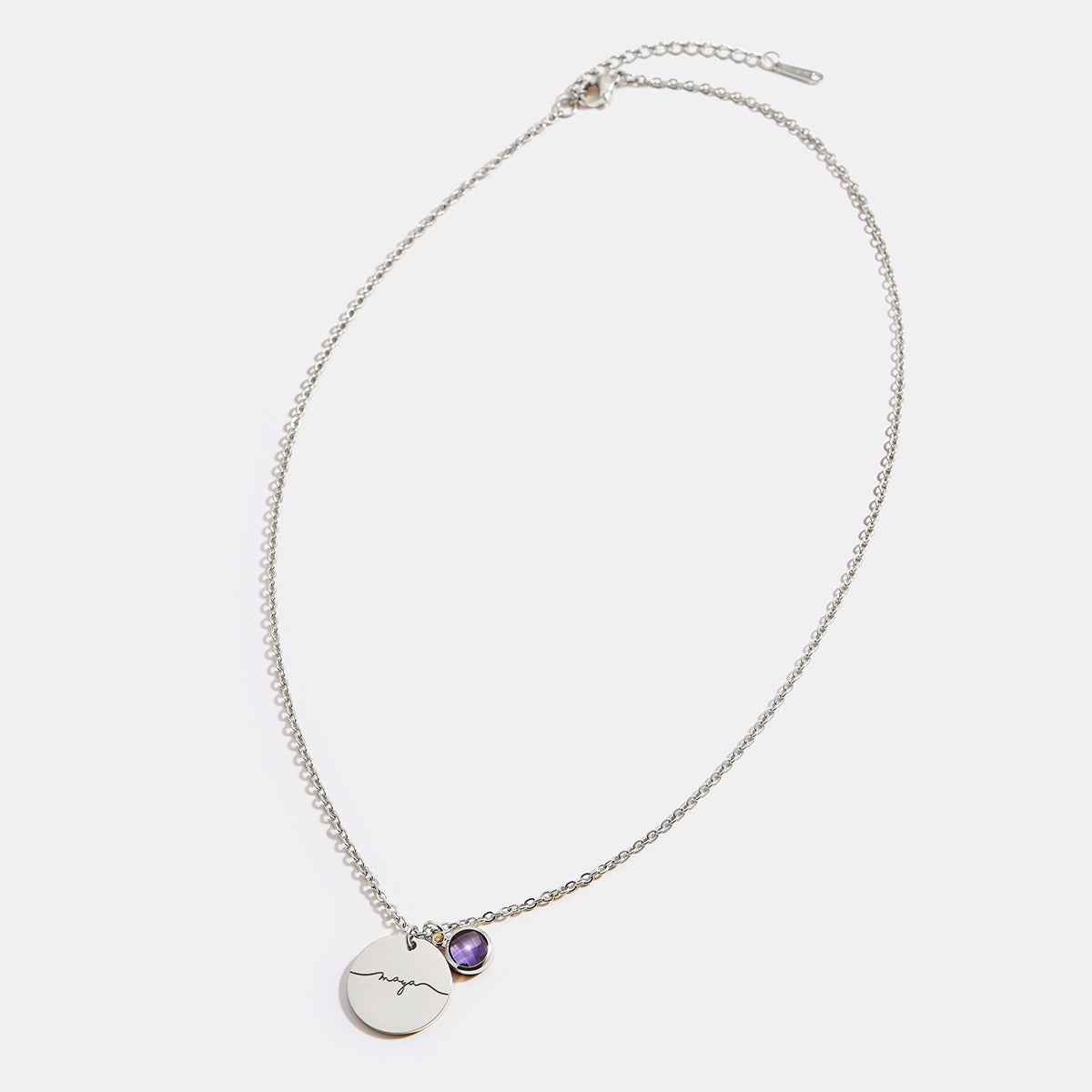 Monogram Script Birthstone Name Necklace