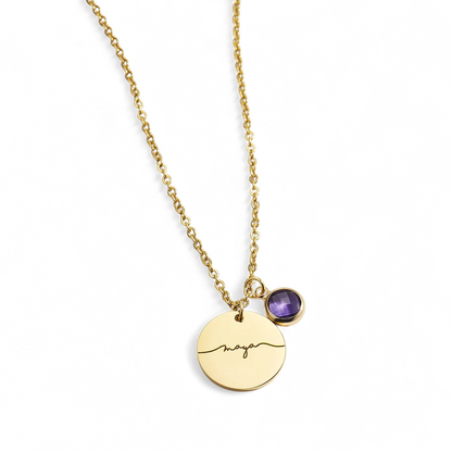 Monogram Script Birthstone Name Necklace