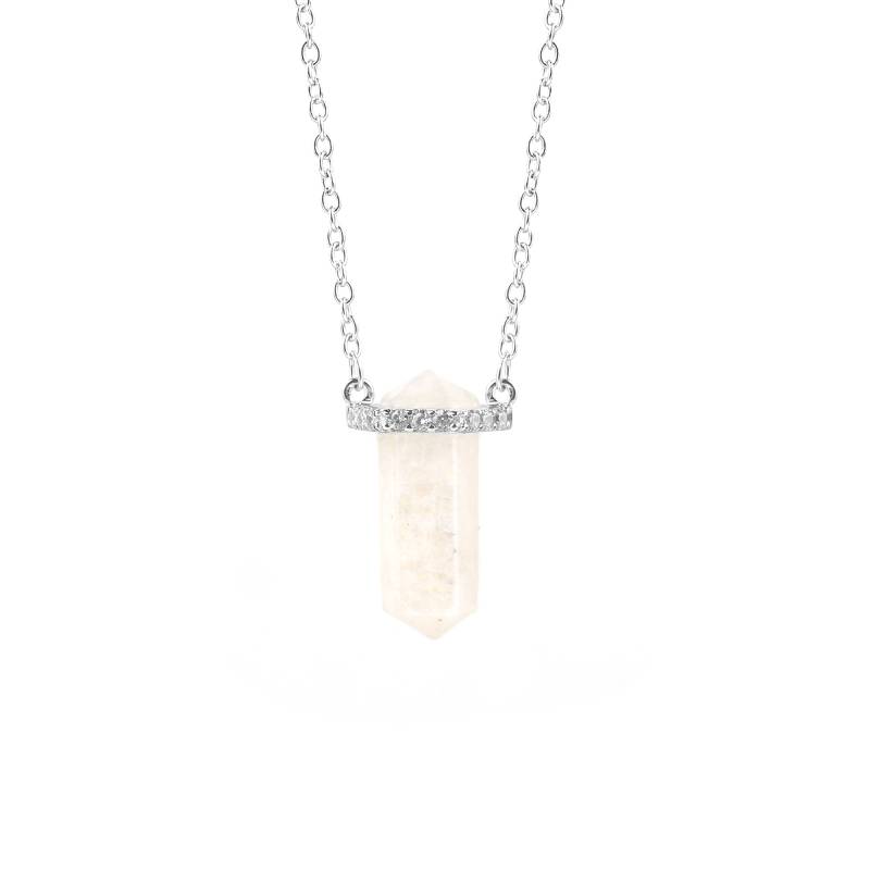 Moonstone Point Pave Pendant Necklace