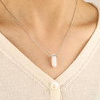 Moonstone Point Pave Pendant Necklace