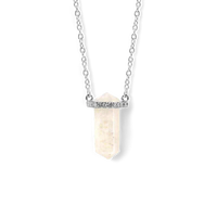 Moonstone Point Pave Pendant Necklace