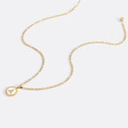 Mother of Pearl Disc Letter Necklace with Figaro Chain