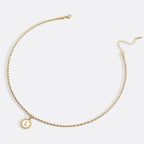 Mother of Pearl Disc Letter Necklace with Rope Chain