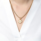 Mother of Pearl Disc Letter Necklace with Rope Chain