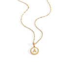 Mother of Pearl Disc Letter Necklace with Twist Chain