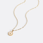 Mother of Pearl Disc Letter Necklace with Twist Chain