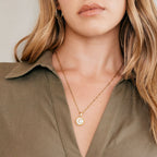 Mother of Pearl Disc Letter Necklace with Twist Chain