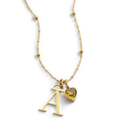 Droplet Birthstone & Initial Necklace