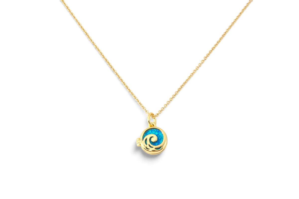 Opal Ocean Wave Locket Necklace
