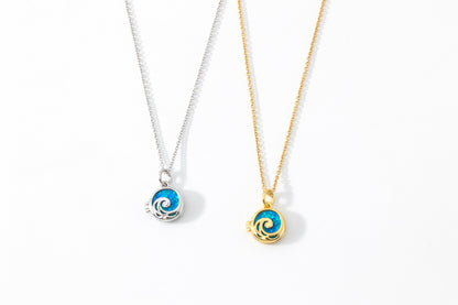Opal Ocean Wave Locket Necklace