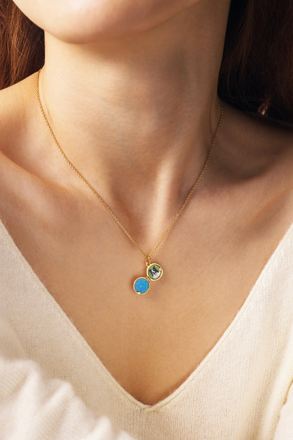 Opal Ocean Wave Locket Necklace