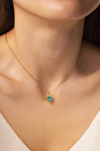 Opal Ocean Wave Locket Necklace