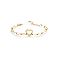Open Heart Paperclip Chain Bracelet