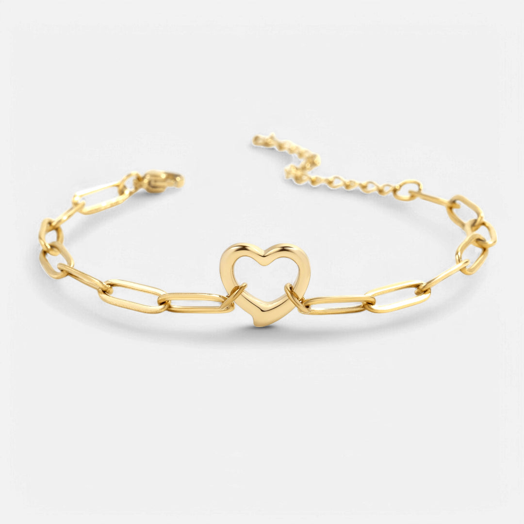 Open Heart Paperclip Chain Bracelet