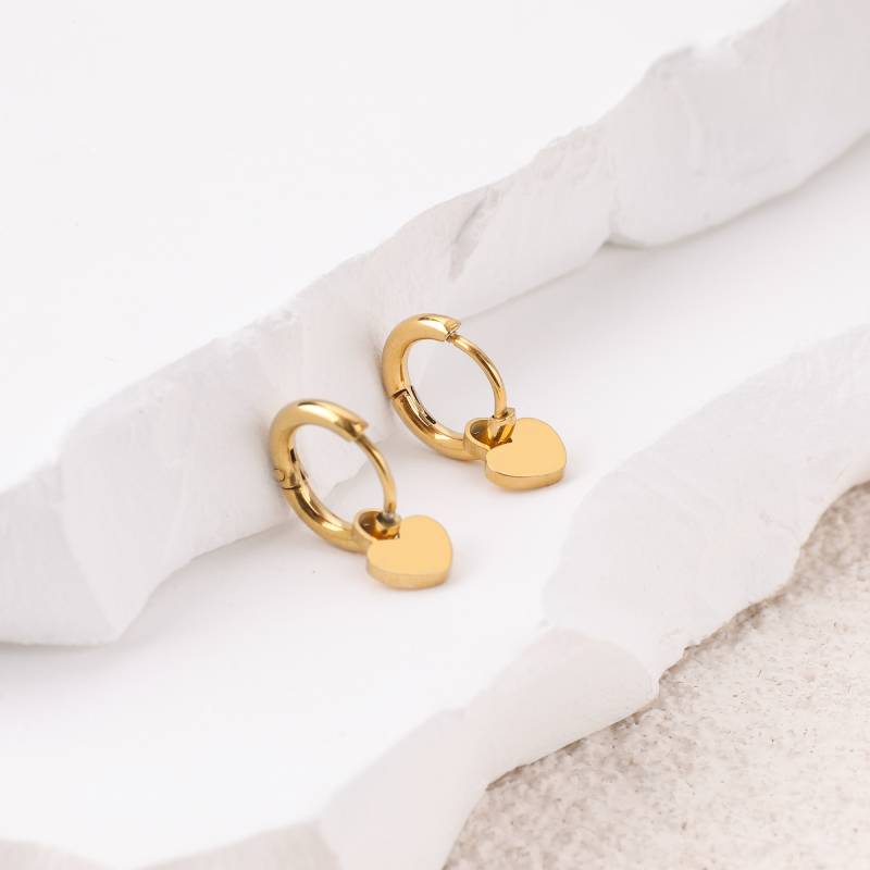 Padlock Heart Huggie Earrings