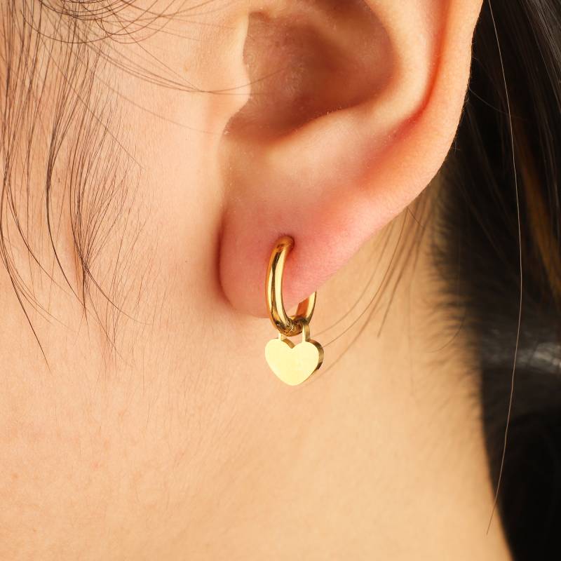 Padlock Heart Huggie Earrings