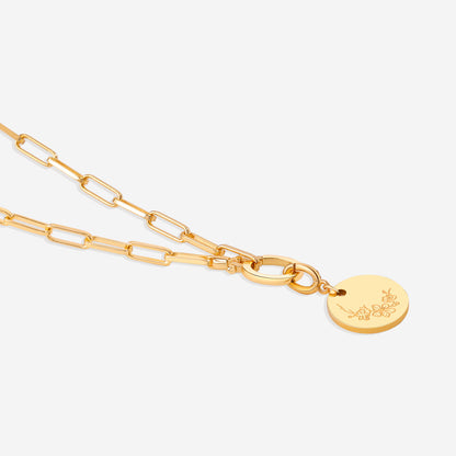 Engraved Birth Flower Disc Charm