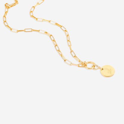 Engraved Birth Flower Disc Charm