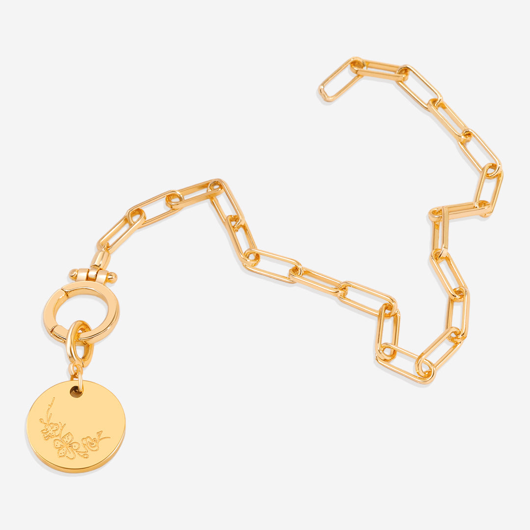Engraved Birth Flower Disc Charm
