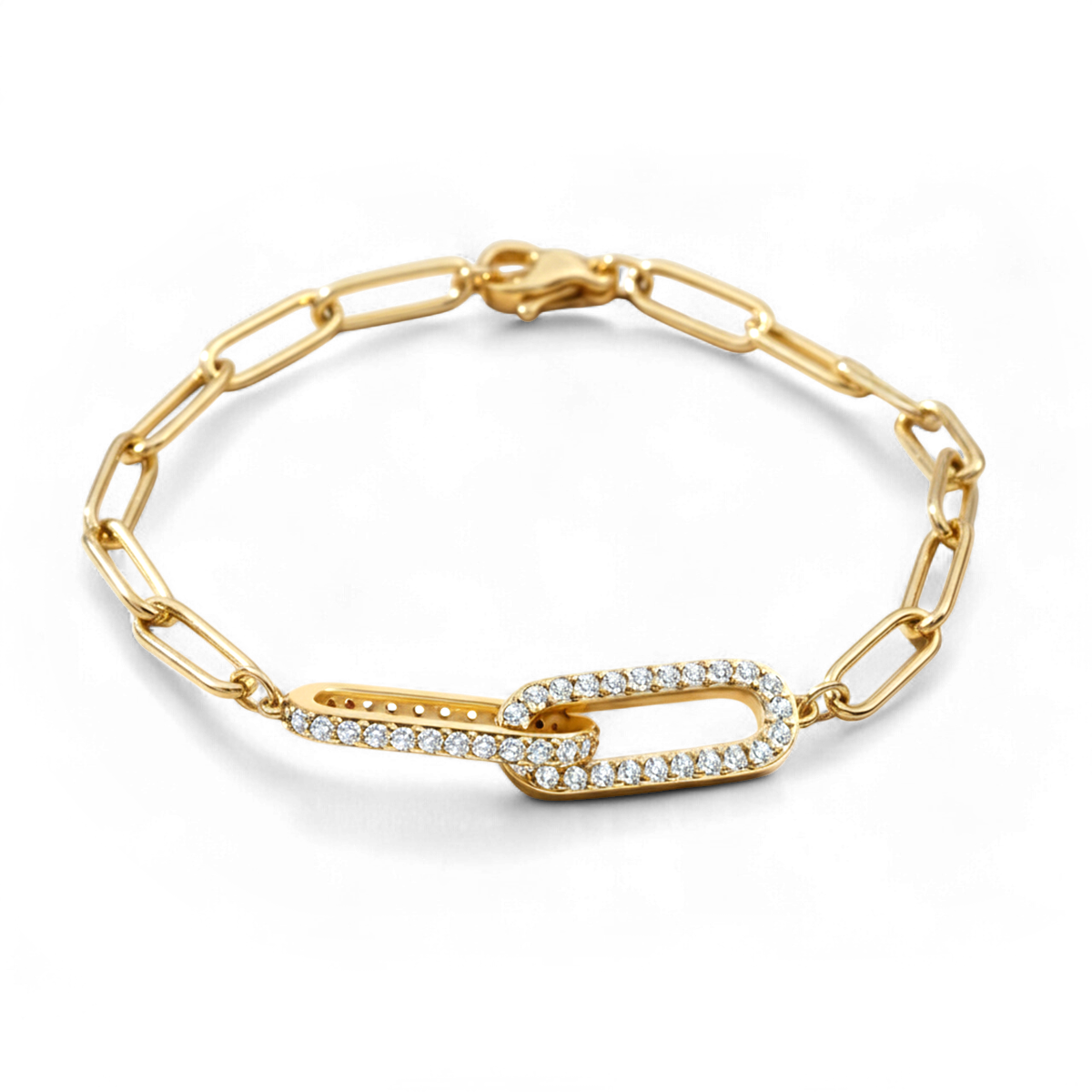 Pave Paperclip Chain Bracelet