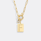 Gold Pave Initial Pendant Necklace with Paperclip Chain