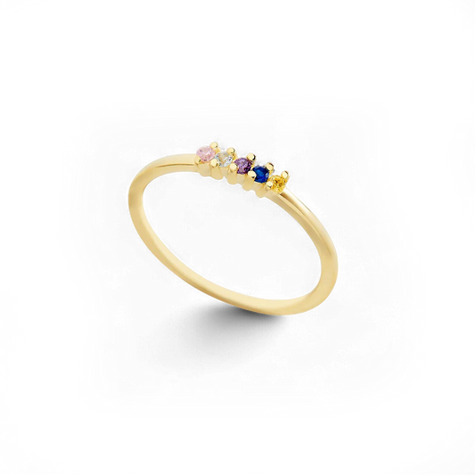 Personalized Dainty Birthstones Ring