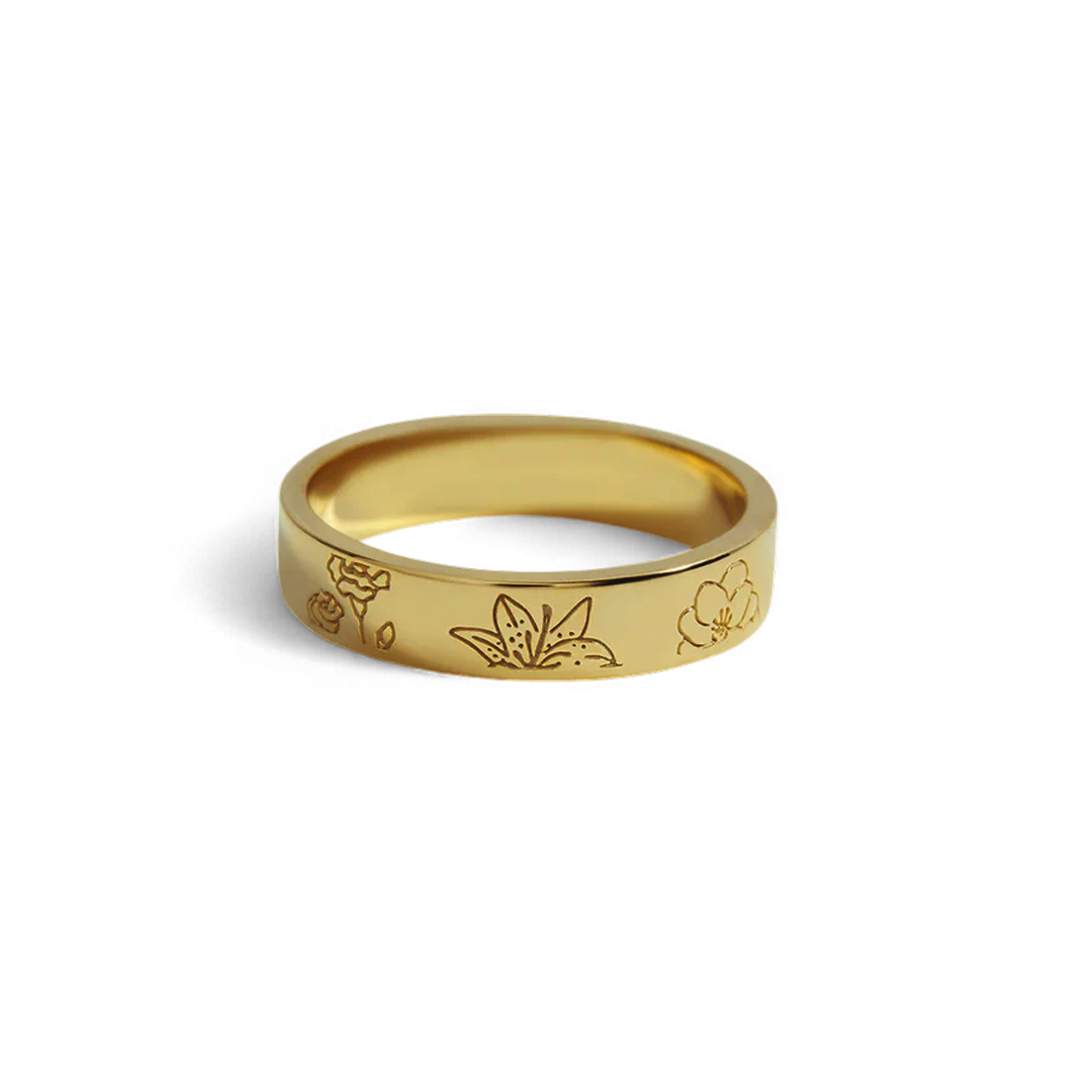 Personalized Stamped Flower Ring