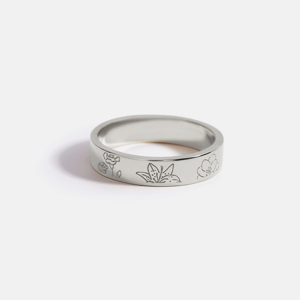 Personalized Stamped Flower Ring