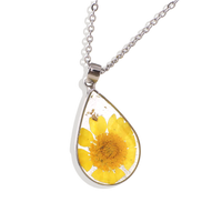 Pressed Birth Flower Droplet Necklace