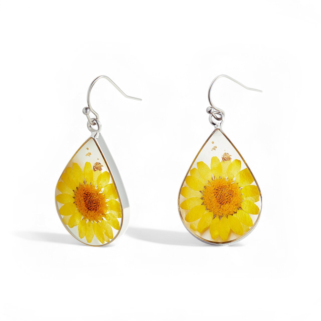 Pressed Birth Flower Earrings