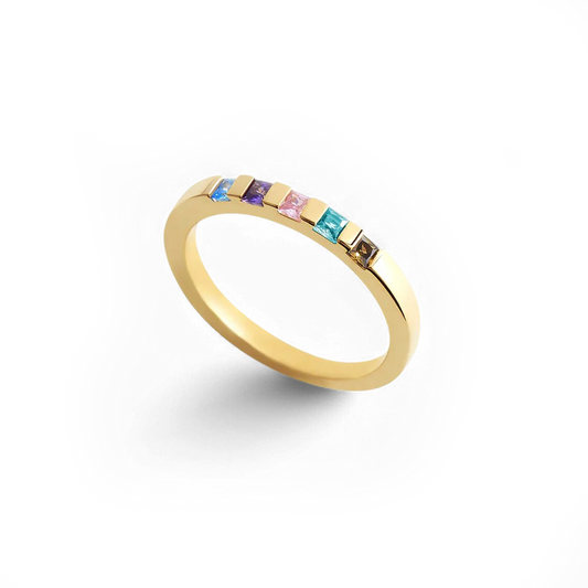 Princess-Cut Birthstone Band Ring