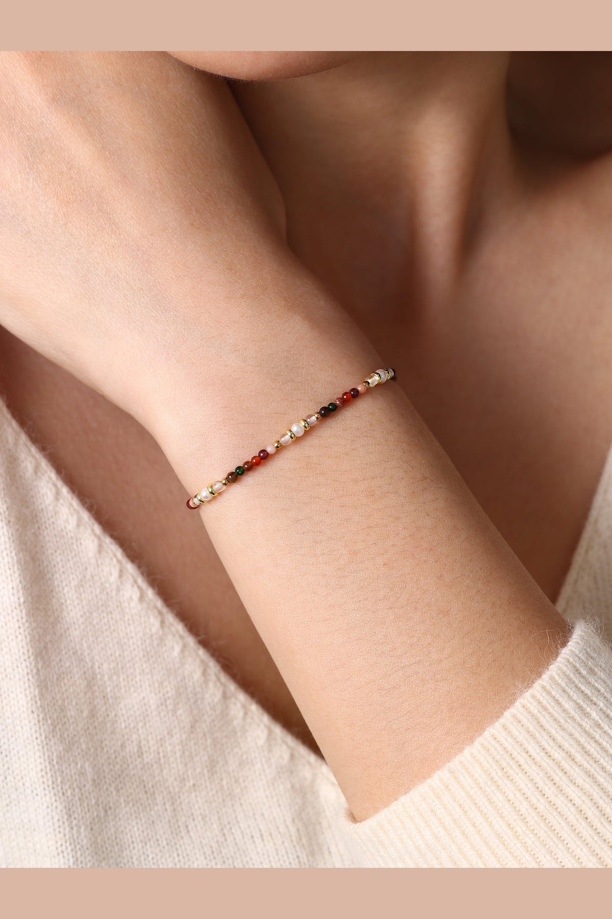 Rainbow Tourmaline Minimalist Bracelet