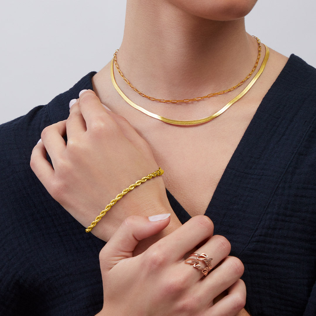 Herringbone Gold Chain Necklace