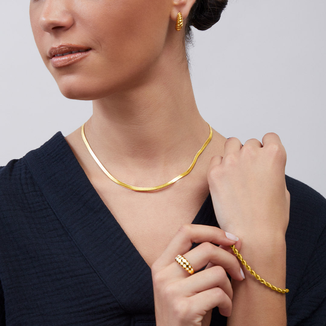 Herringbone Gold Chain Necklace
