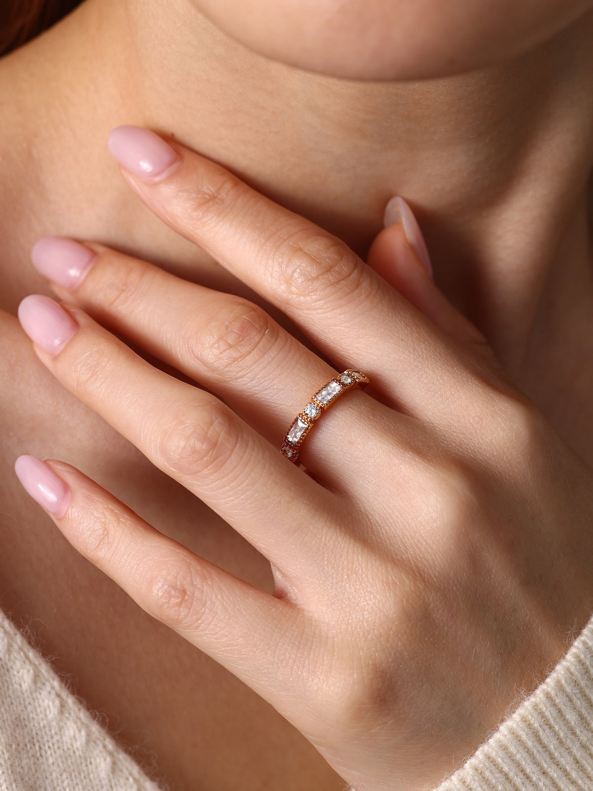Round & Baguette Vintage Ring
