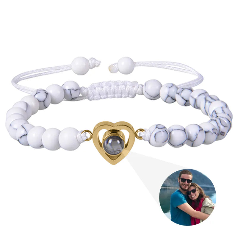Beaded Heart Photo Bracelet