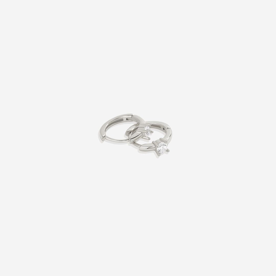 Dainty Single Stone Huggie Hoops